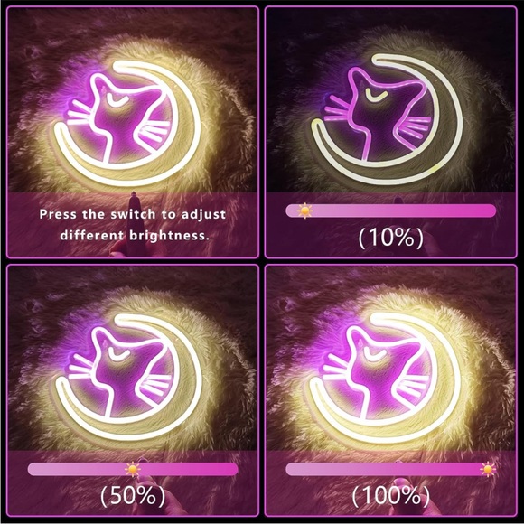 Sailor Moon Luna Kitty Cat Anime Cute Cartoon Pink Neon Light Bedroom Dorm Decor - Picture 4 of 5